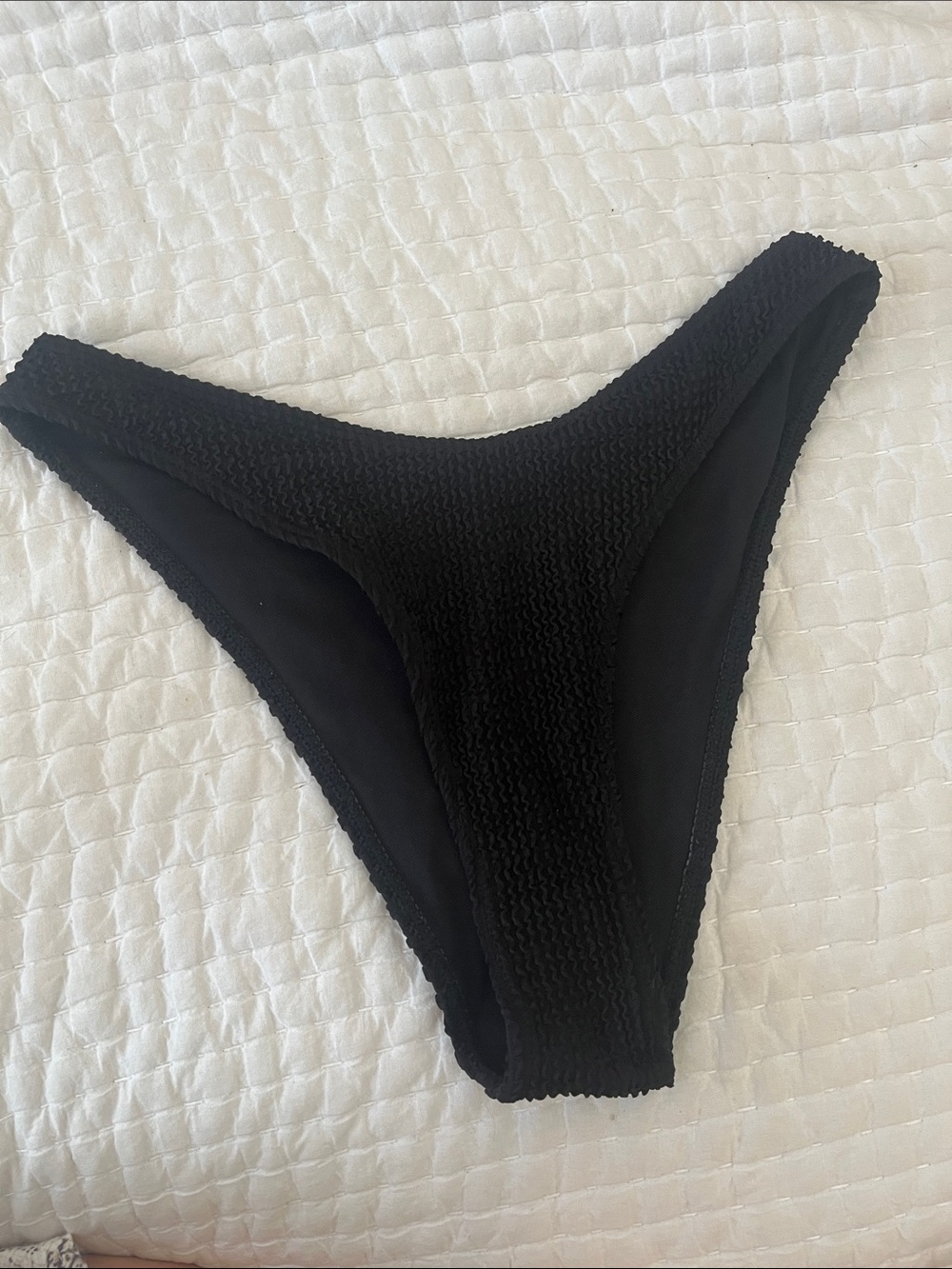 Black crinkle bikini bottom